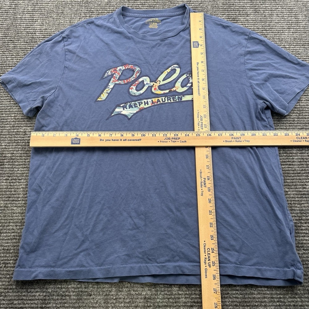 Polo Ralph Lauren Men's Large Blue Spell Out Hawaiian Print T Shirt Hula - Picture 8 of 8